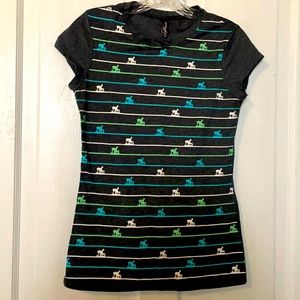 Adorable Grey T-Shirt with Colorful Deer Pattern